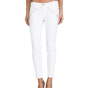 Current/Elliott The Stiletto Dirty White Embroidered Jeans
